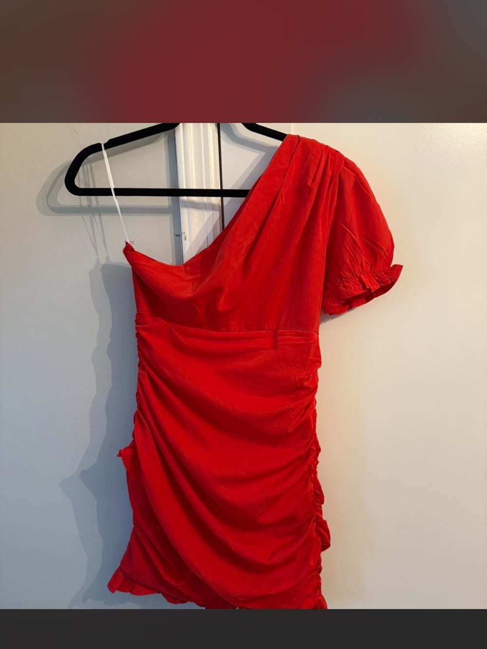 Hello Molly One-Shoulder Red Ruffle Mini Dress - Picture 2 of 4